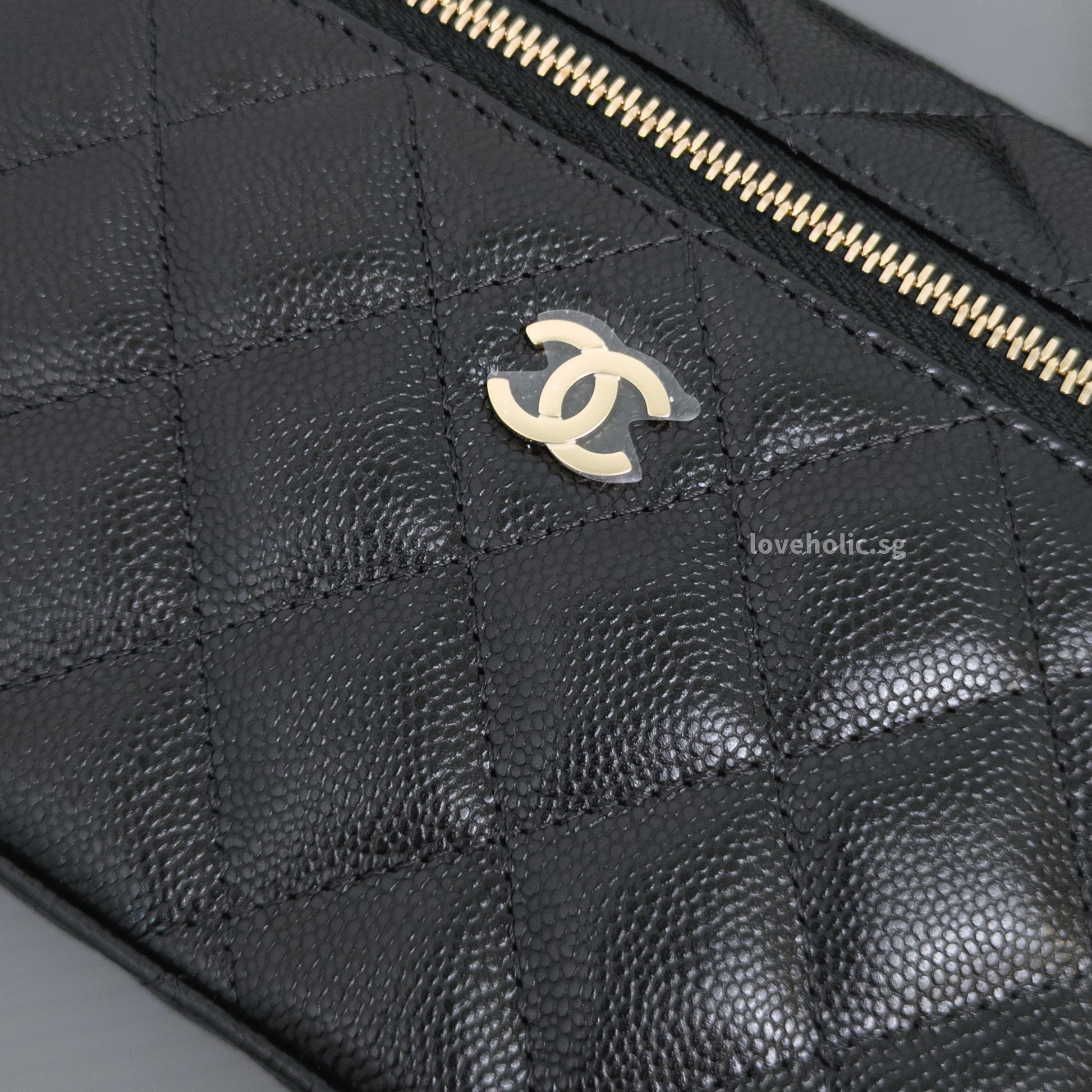 Chanel Top Handle Vanity On Chain LP | Black Caviar Light Gold Hardware-details