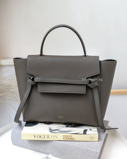 Celine Belt Micro | Light Grey Calfskin Gold Hardware-front