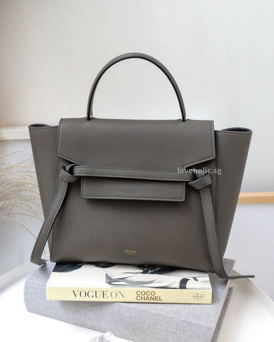 Celine Belt Micro | Light Grey Calfskin Gold Hardware-front