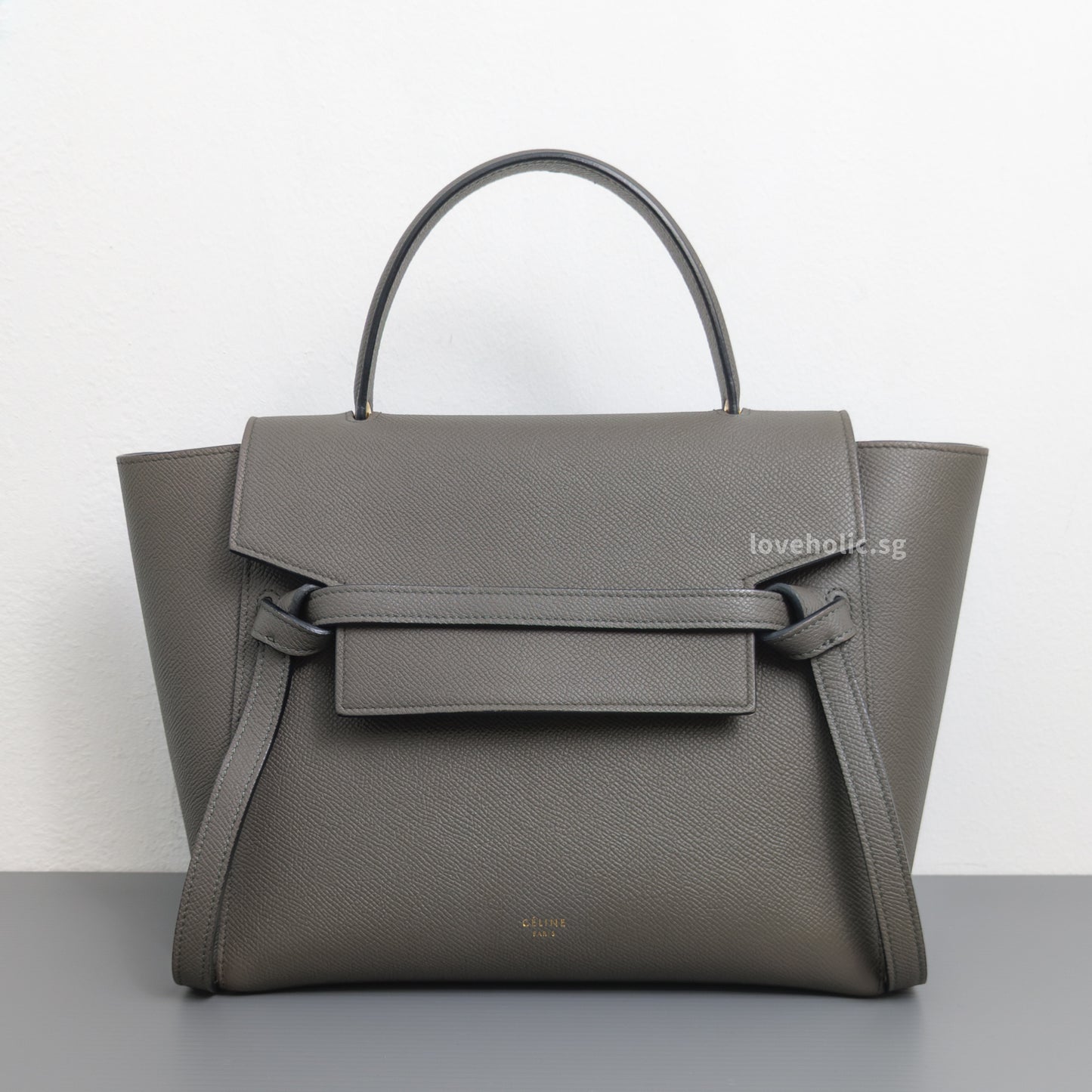 Celine Belt Micro | Light Grey Calfskin Gold Hardware-front1