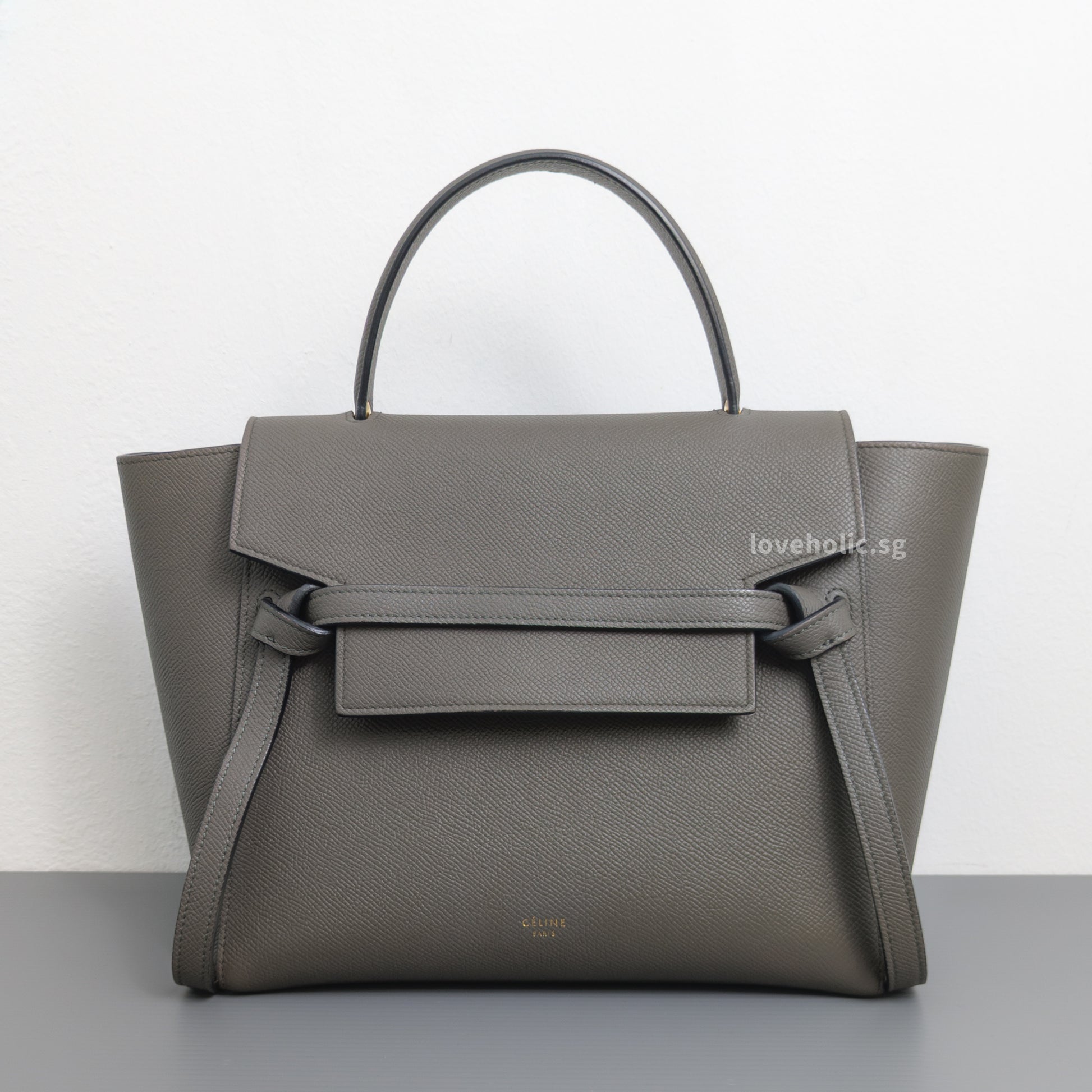 Celine Belt Micro | Light Grey Calfskin Gold Hardware-front1