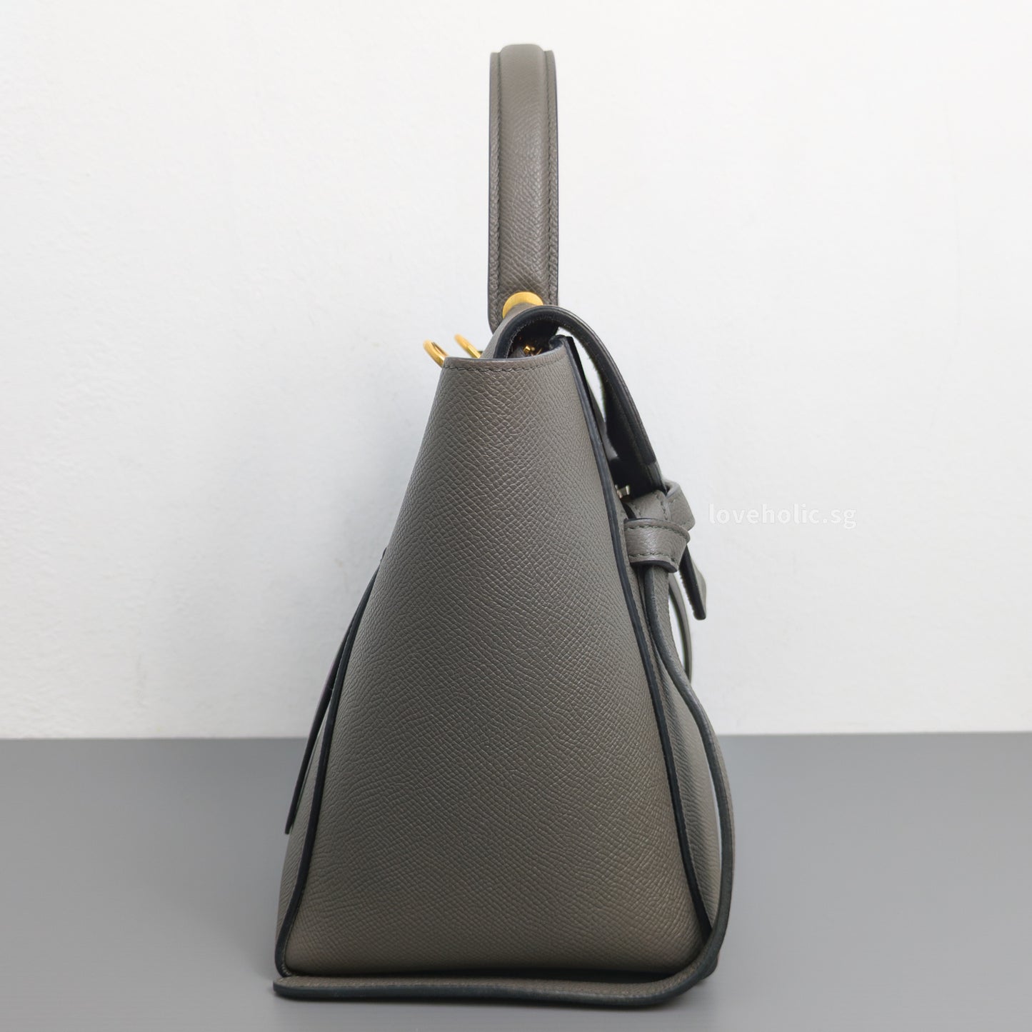 Celine Belt Micro | Light Grey Calfskin Gold Hardware-side