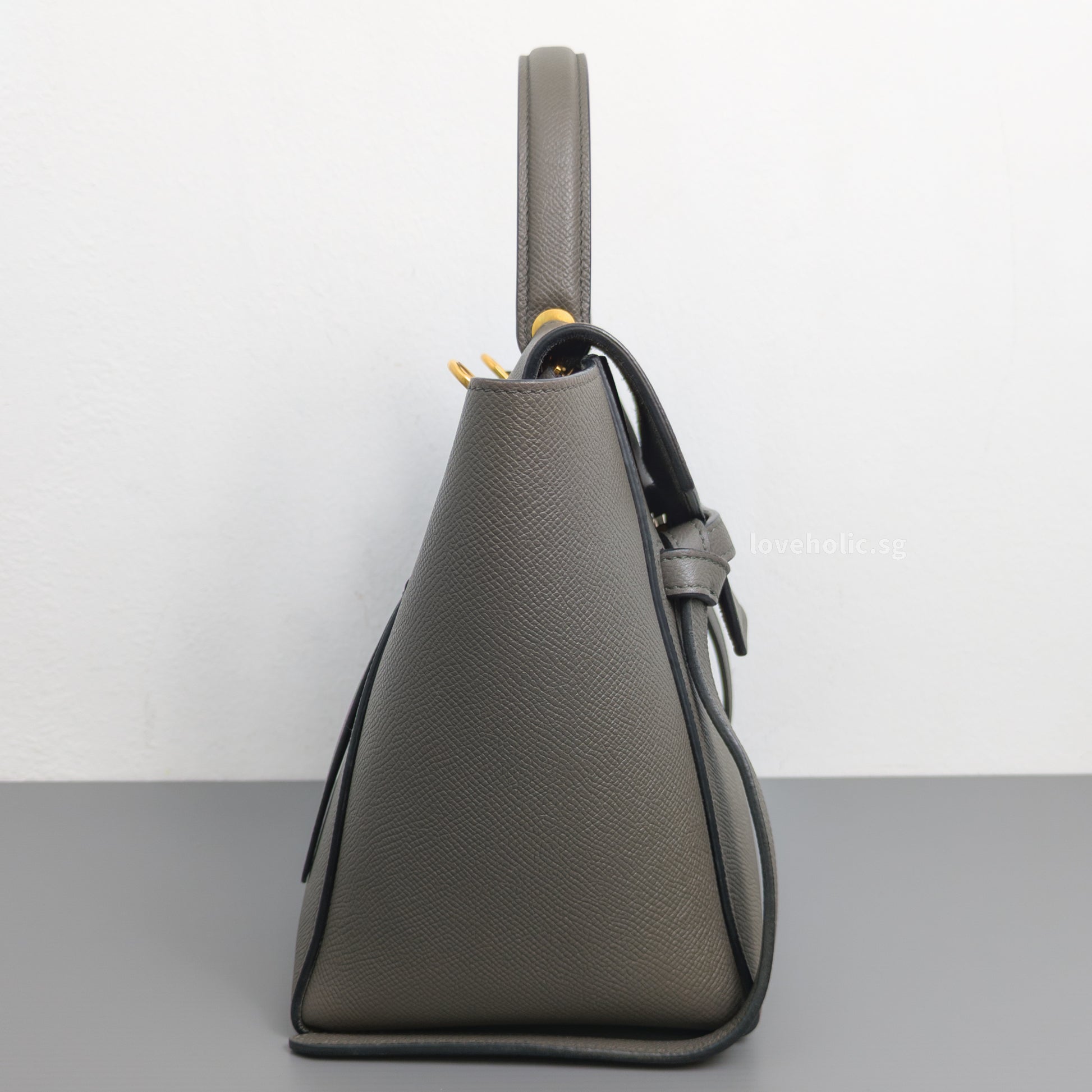 Celine Belt Micro | Light Grey Calfskin Gold Hardware-side