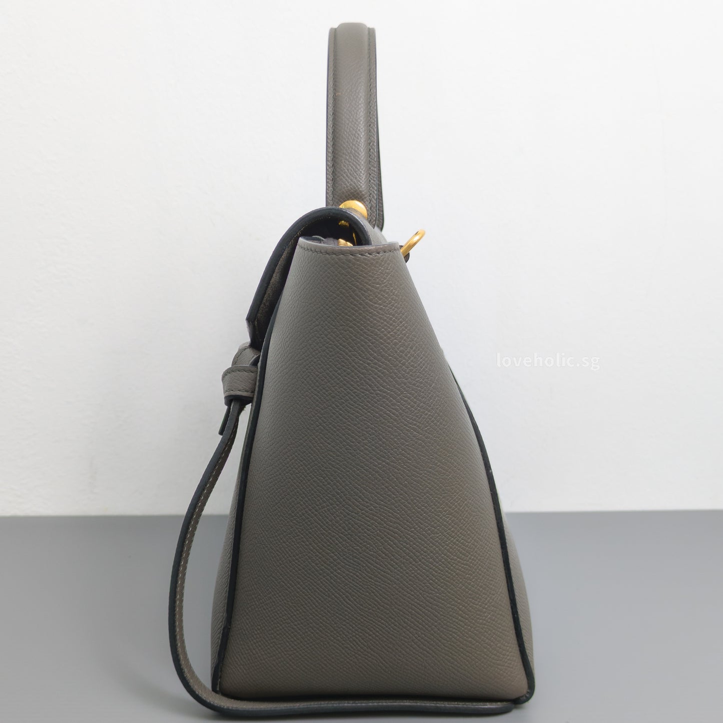Celine Belt Micro | Light Grey Calfskin Gold Hardware-details