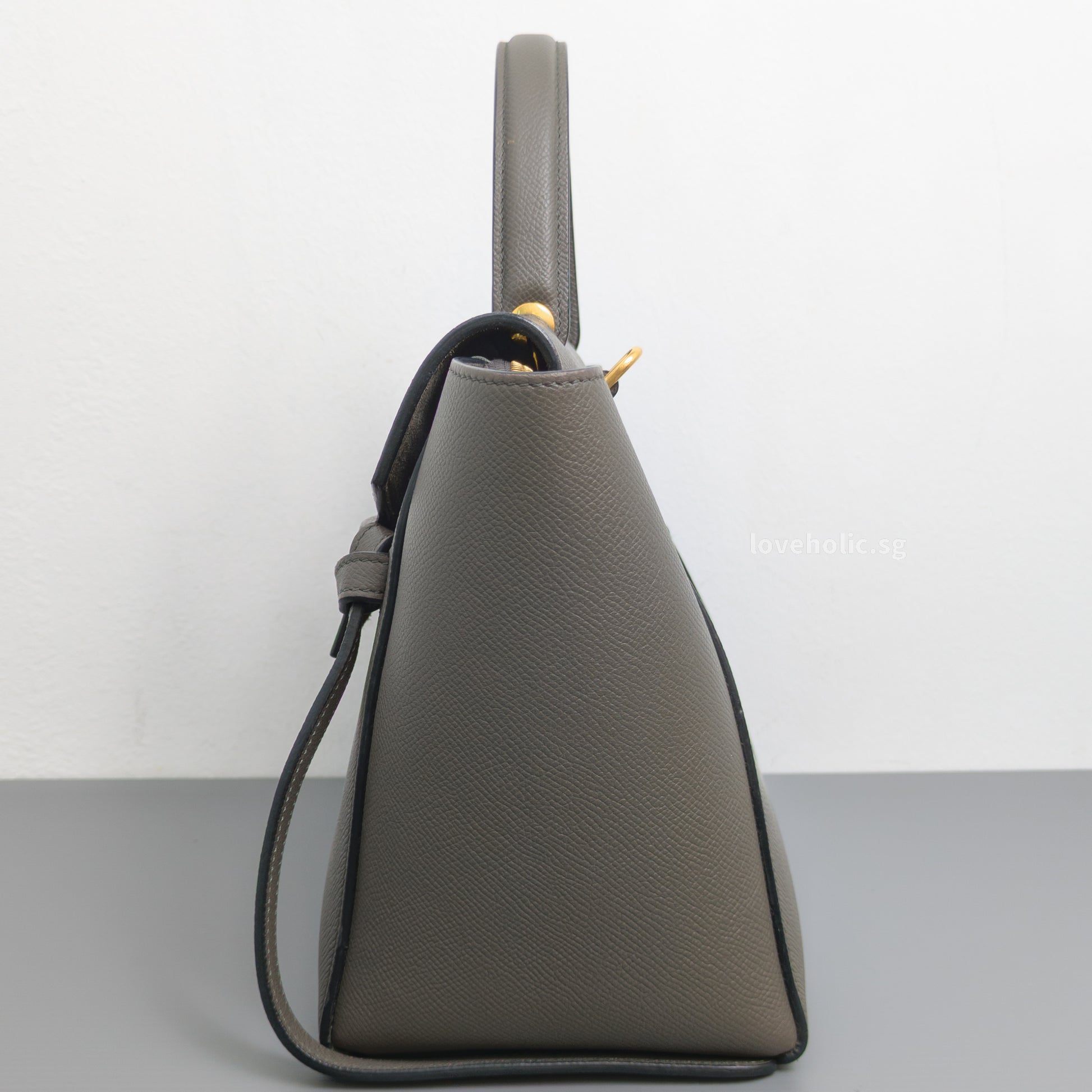 Celine Belt Micro | Light Grey Calfskin Gold Hardware-details