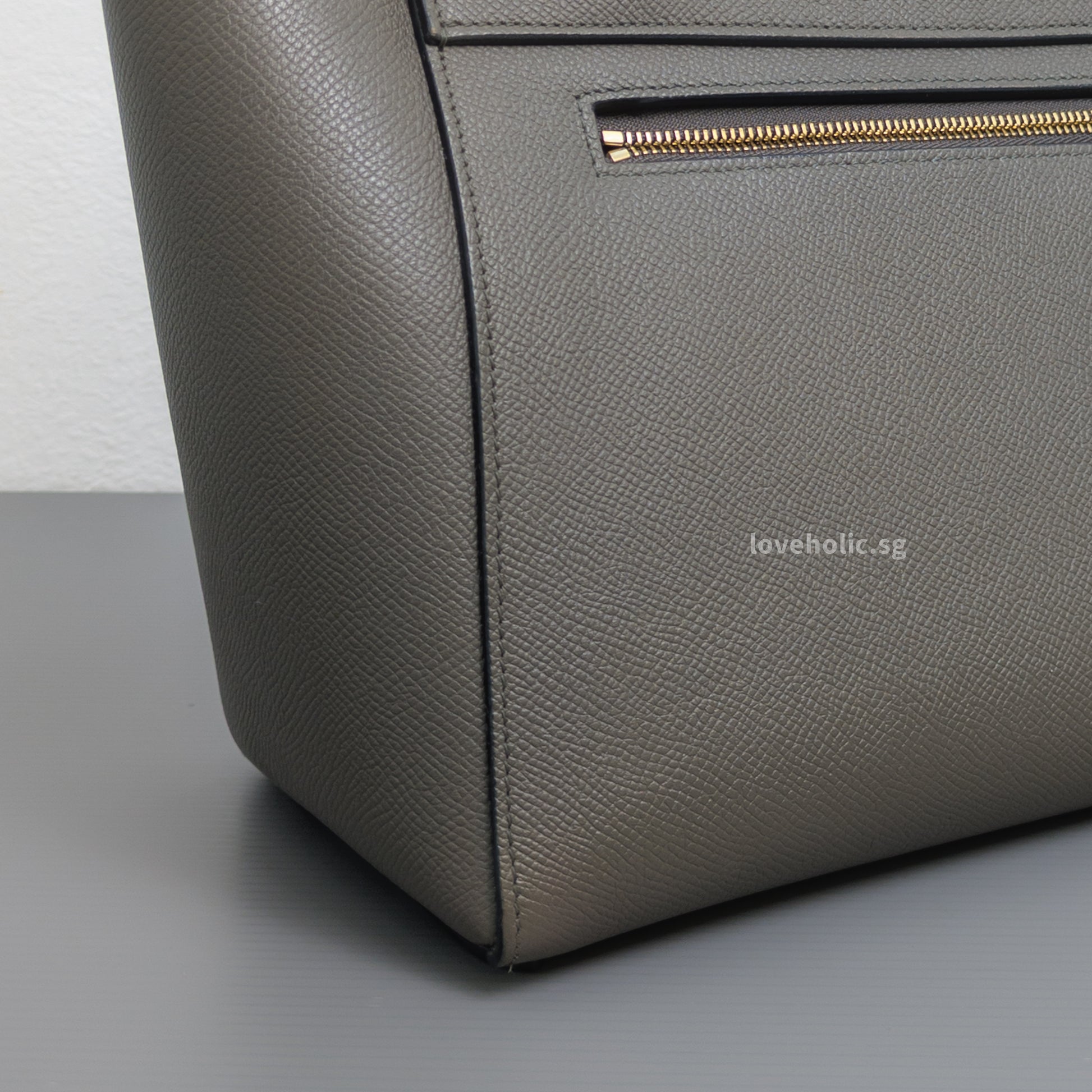 Celine Belt Micro | Light Grey Calfskin Gold Hardware-details