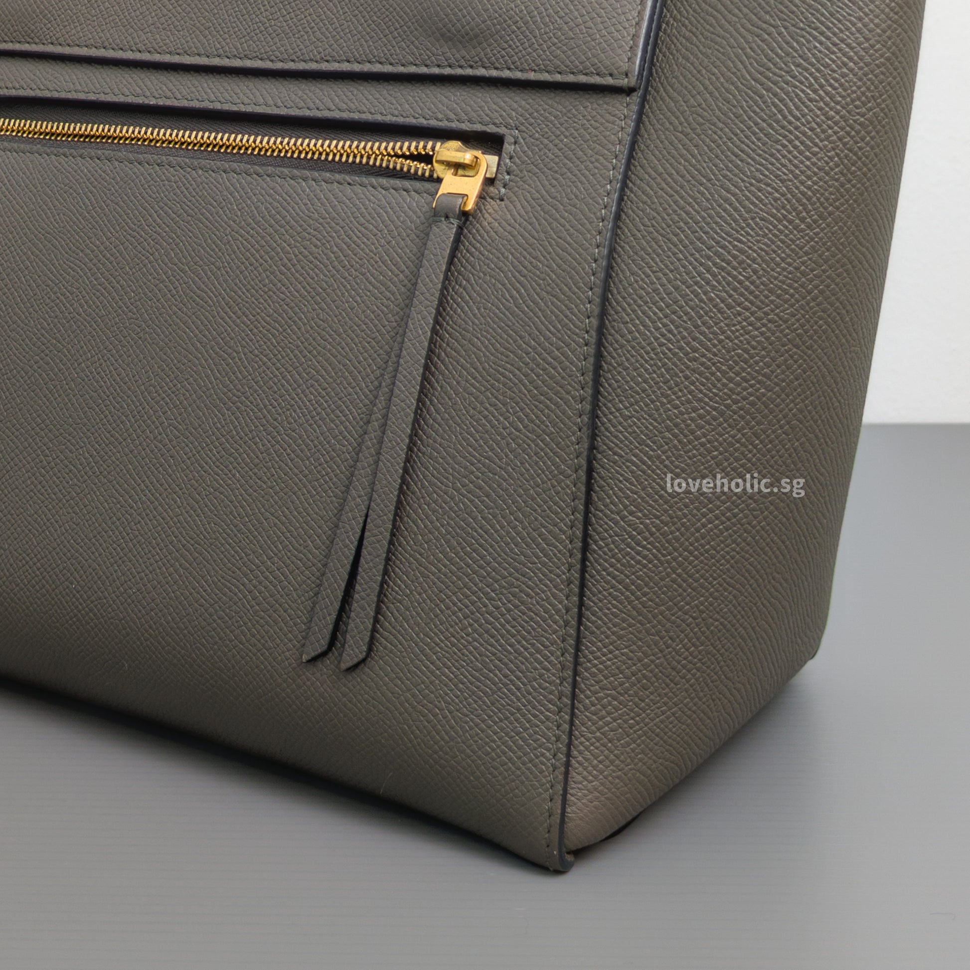 Celine Belt Micro | Light Grey Calfskin Gold Hardware-details