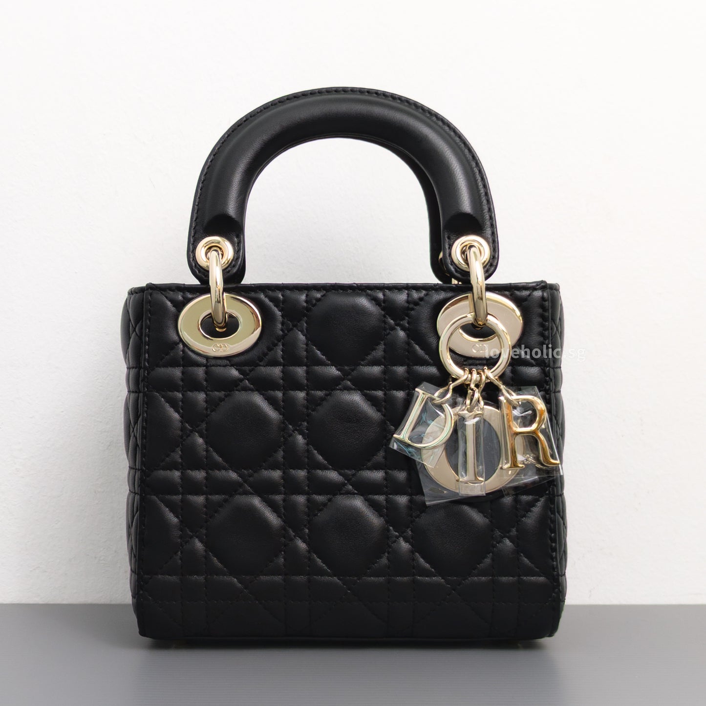 Dior Lady Dior Mini | Black Lambskin Light Gold Hardware-front1