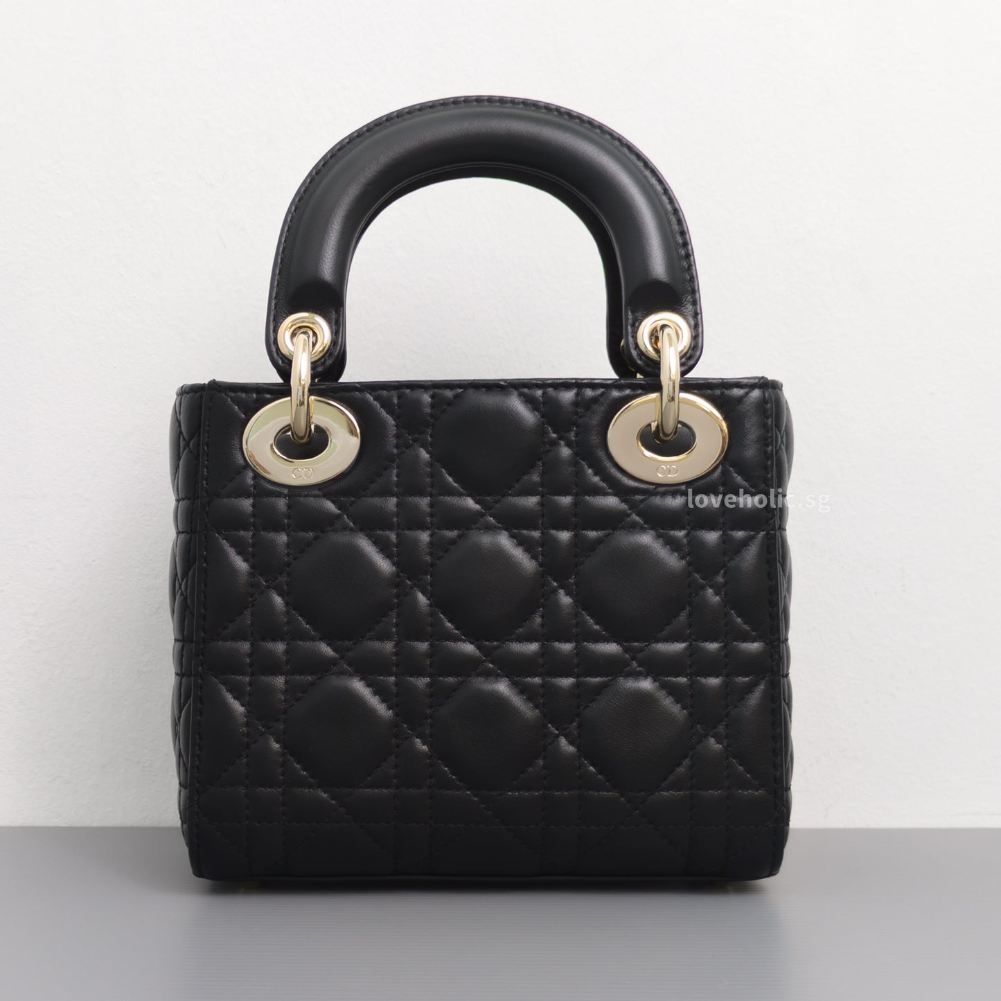Dior Lady Dior Mini | Black Lambskin Light Gold Hardware-back