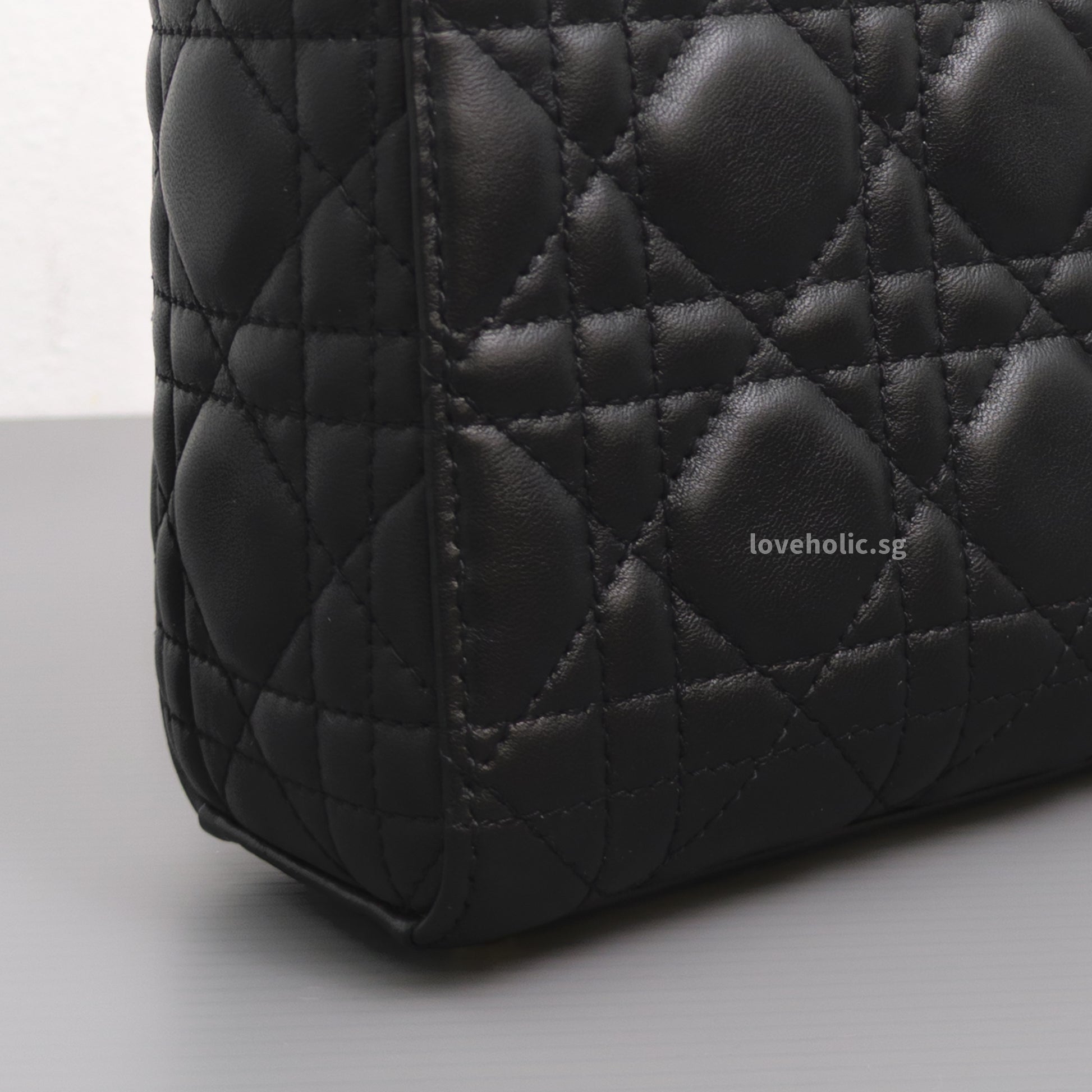 Dior Lady Dior Mini | Black Lambskin Light Gold Hardware-details