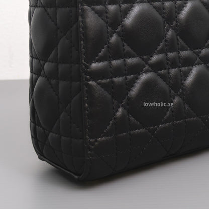 Dior Lady Dior Mini | Black Lambskin Light Gold Hardware-details