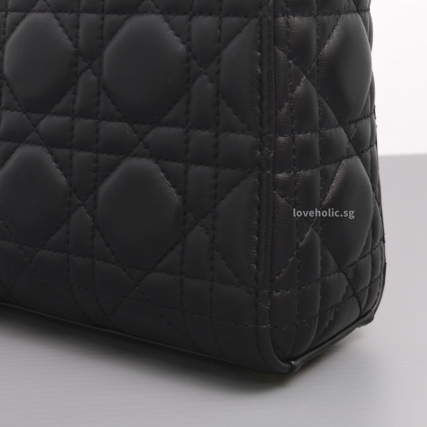 Dior Lady Dior Mini | Black Lambskin Light Gold Hardware-details