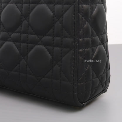 Dior Lady Dior Mini | Black Lambskin Light Gold Hardware-details