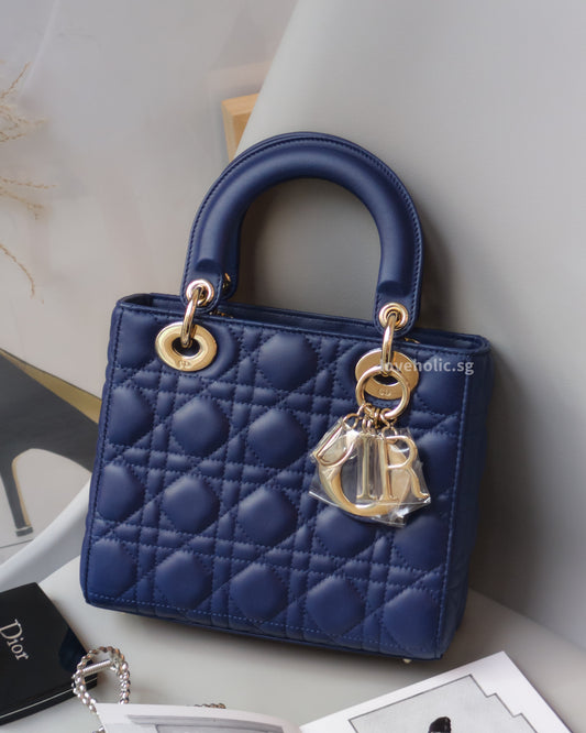Dior My ABC Lady Dior Small | Navy Blue Lambskin Light Gold Hardware-front