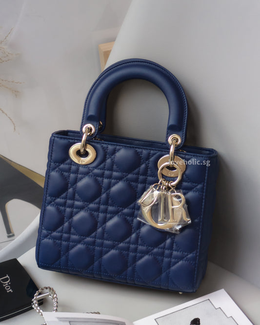 My ABC Lady Dior Small | Navy Blue Lambskin Light Gold Hardware