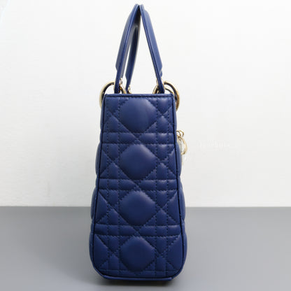 Dior My ABC Lady Dior Small | Navy Blue Lambskin Light Gold Hardware-side