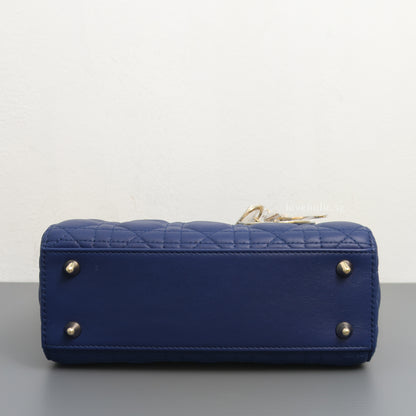 Dior My ABC Lady Dior Small | Navy Blue Lambskin Light Gold Hardware-details