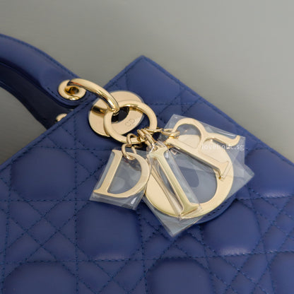 Dior My ABC Lady Dior Small | Navy Blue Lambskin Light Gold Hardware-details