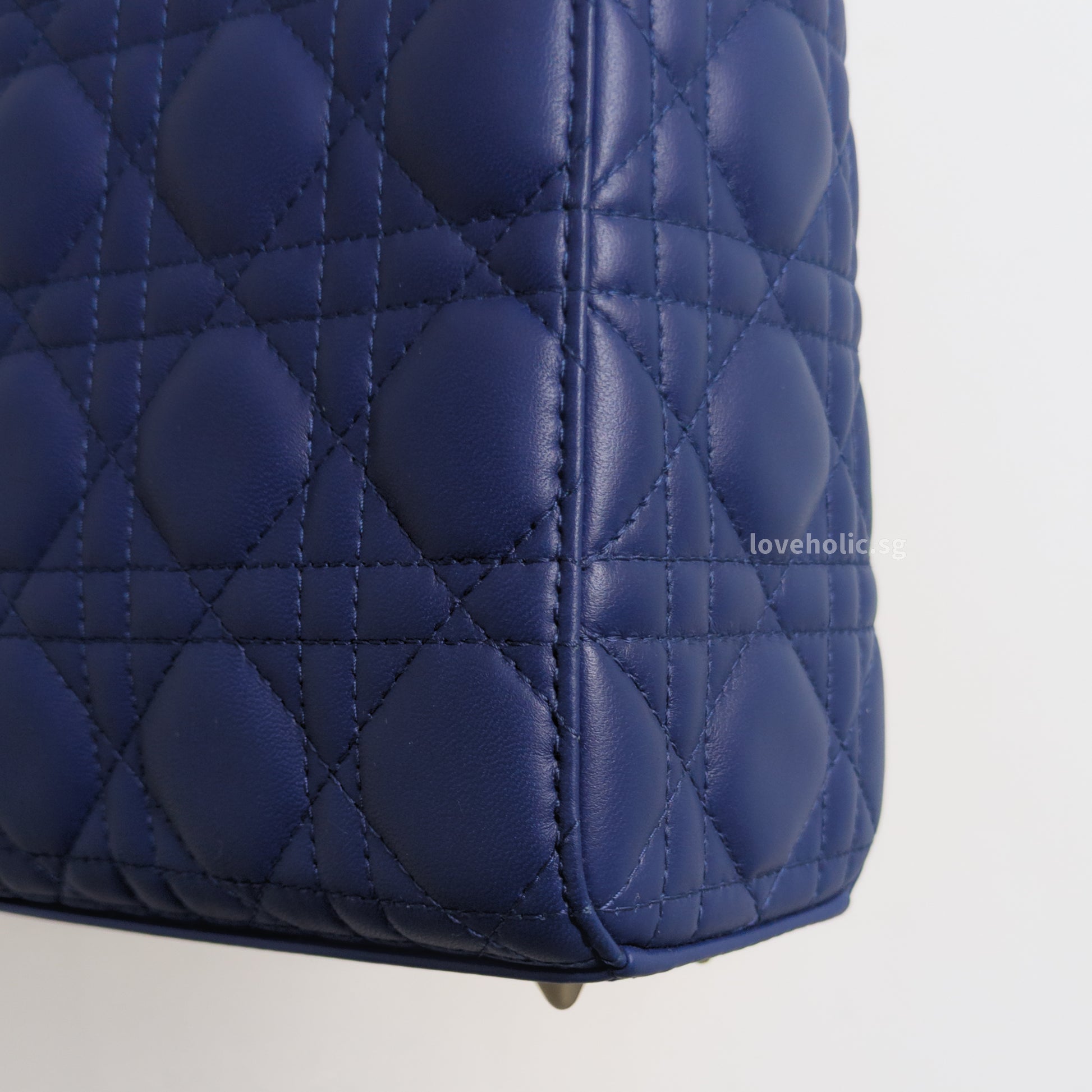Dior My ABC Lady Dior Small | Navy Blue Lambskin Light Gold Hardware-details