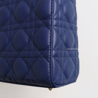 Dior My ABC Lady Dior Small | Navy Blue Lambskin Light Gold Hardware-details