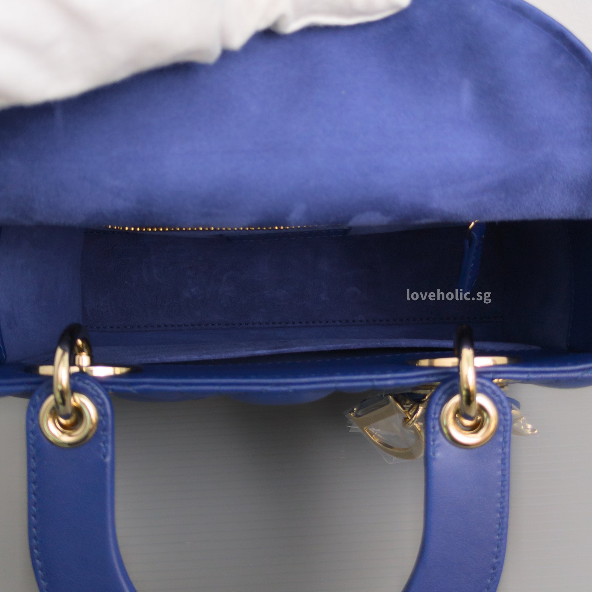 Dior My ABC Lady Dior Small | Navy Blue Lambskin Light Gold Hardware-details