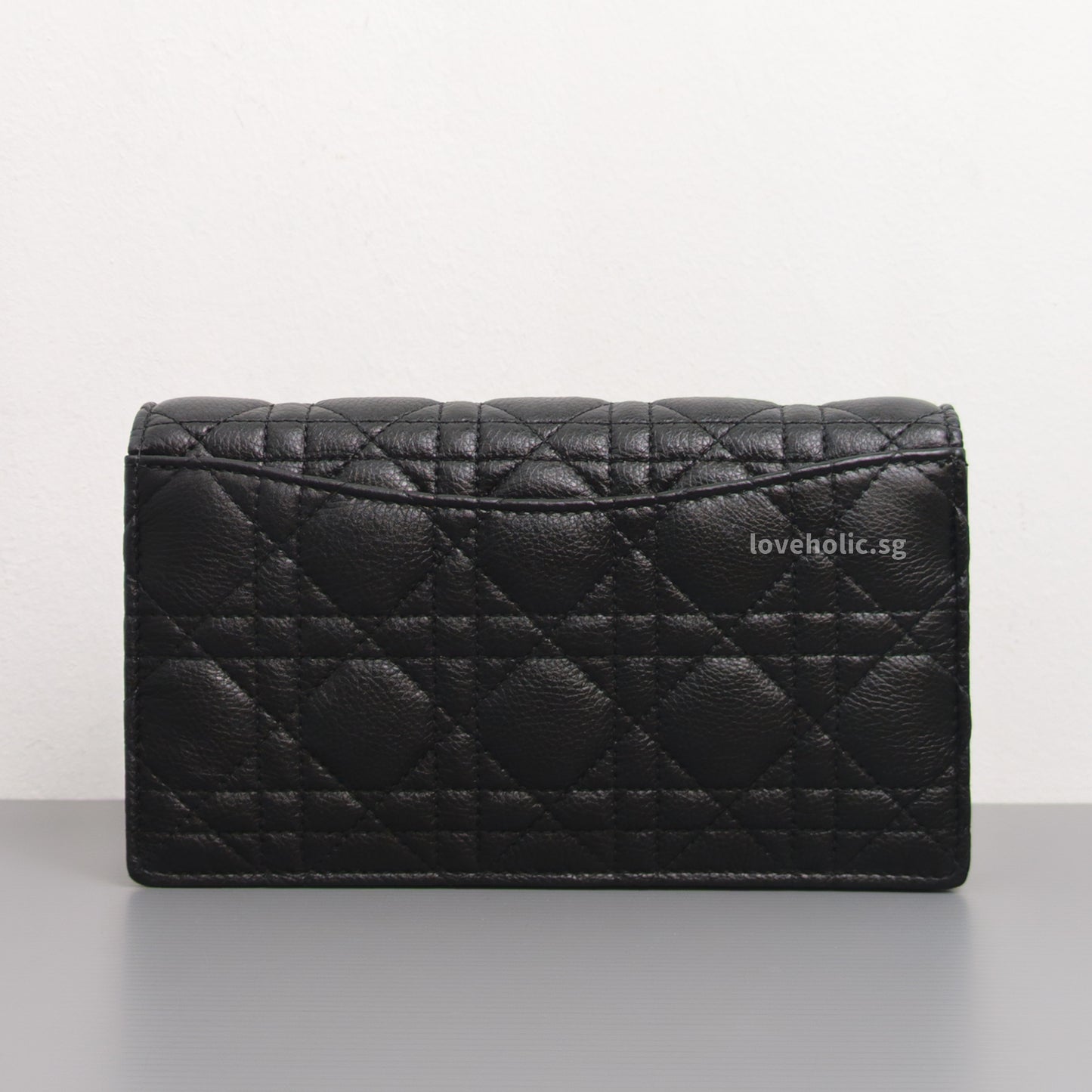 Dior Caro Pouch with Chain | Black Cannage Calfskin Gold Hardware-back