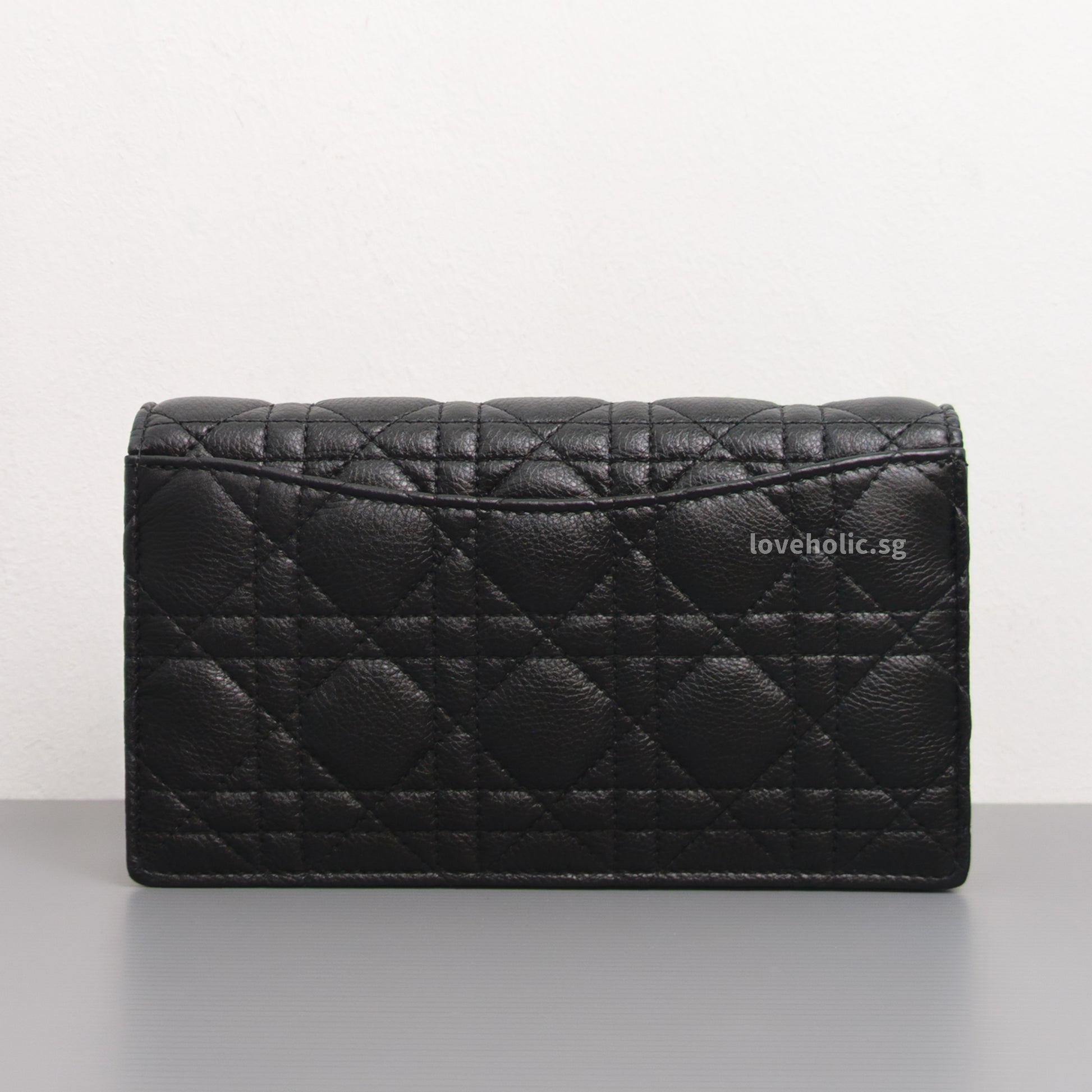 Dior Caro Pouch with Chain | Black Cannage Calfskin Gold Hardware-back