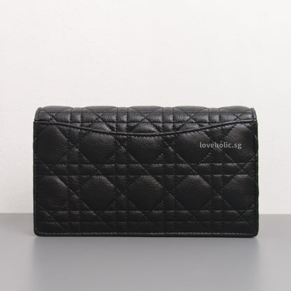 Dior Caro Pouch with Chain | Black Cannage Calfskin Gold Hardware-back