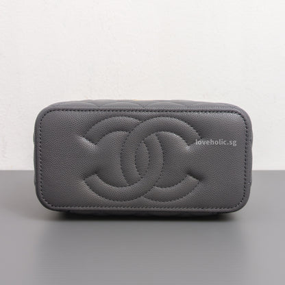 Chanel Top Handle Vanity On Chain 24A Grey Caviar Brushed Gold Hardware-details