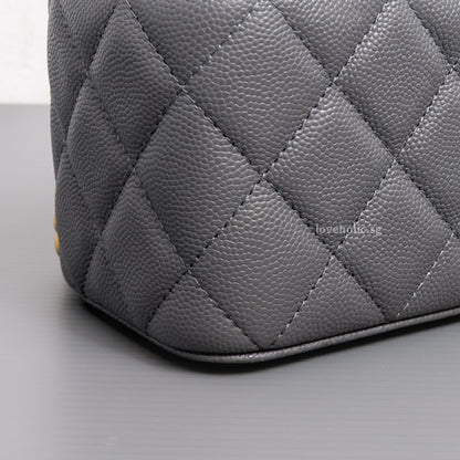 Chanel Top Handle Vanity On Chain 24A Grey Caviar Brushed Gold Hardware-details