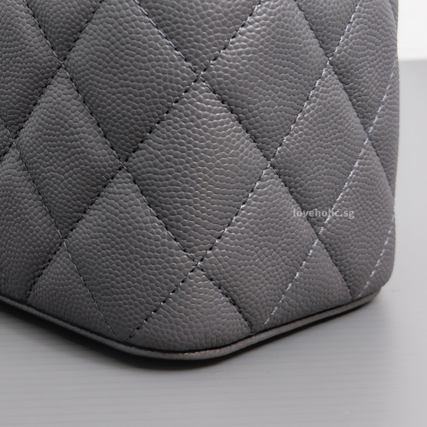 Chanel Top Handle Vanity On Chain 24A Grey Caviar Brushed Gold Hardware-details