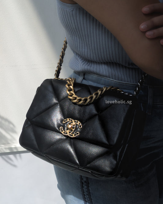 Chanel Chanel 19 Small | Black Lambskin Multicolored Hardware-model