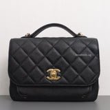 Chanel Business Affinity Flap Bag with Handle Medium | Black Caviar Light Gold Hardware-front1