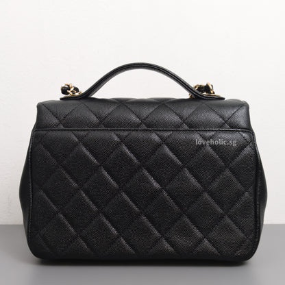 Chanel Business Affinity Flap Bag with Handle Medium | Black Caviar Light Gold Hardware-back
