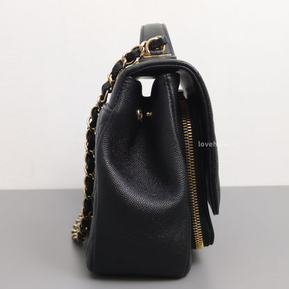 Chanel Business Affinity Flap Bag with Handle Medium | Black Caviar Light Gold Hardware-side
