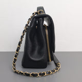 Chanel Business Affinity Flap Bag with Handle Medium | Black Caviar Light Gold Hardware-side