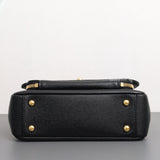 Chanel Business Affinity Flap Bag with Handle Medium | Black Caviar Light Gold Hardware-details