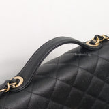 Chanel Business Affinity Flap Bag with Handle Medium | Black Caviar Light Gold Hardware-details