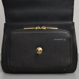 Chanel Business Affinity Flap Bag with Handle Medium | Black Caviar Light Gold Hardware-details