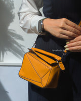 Loewe Puzzle Mini | Sunflower Calfskin Silver Hardware-model