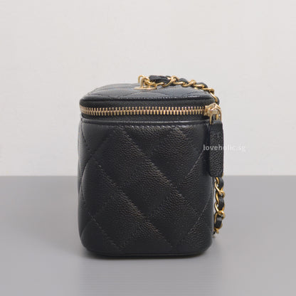 Chanel Vanity Bag with Chain Black Caviar Light Gold Hardware-details