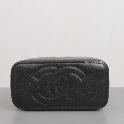 Chanel Vanity Bag with Chain Black Caviar Light Gold Hardware-details