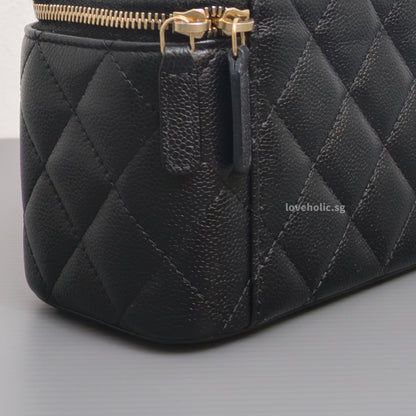Chanel Vanity Bag with Chain Black Caviar Light Gold Hardware-details