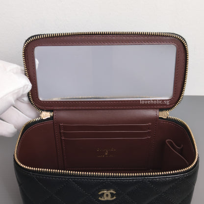 Chanel Vanity Bag with Chain Black Caviar Light Gold Hardware-details