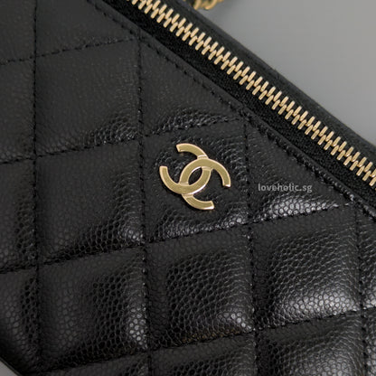 Chanel Vanity Bag with Chain Black Caviar Light Gold Hardware-details