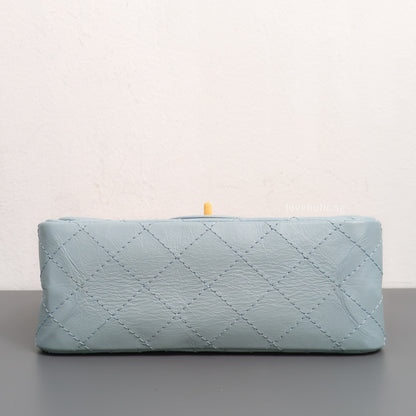 Chanel Reissue 2.55 Mini | Light Blue Calfskin Brushed Gold Hardware-details