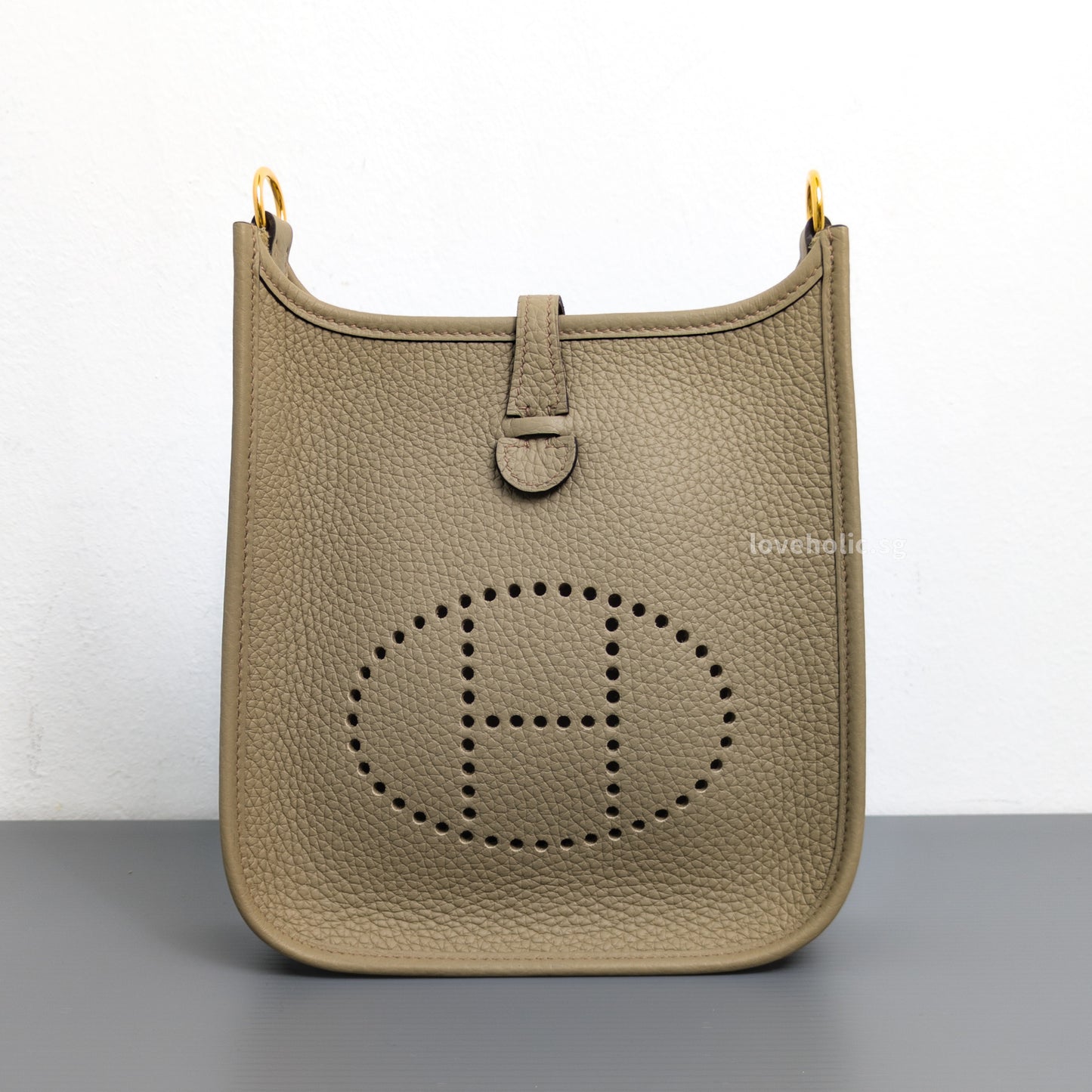 Hermes Mini Evelyne Beige Marfa 8Q Taurillon Clemence Gold Hardware-front1