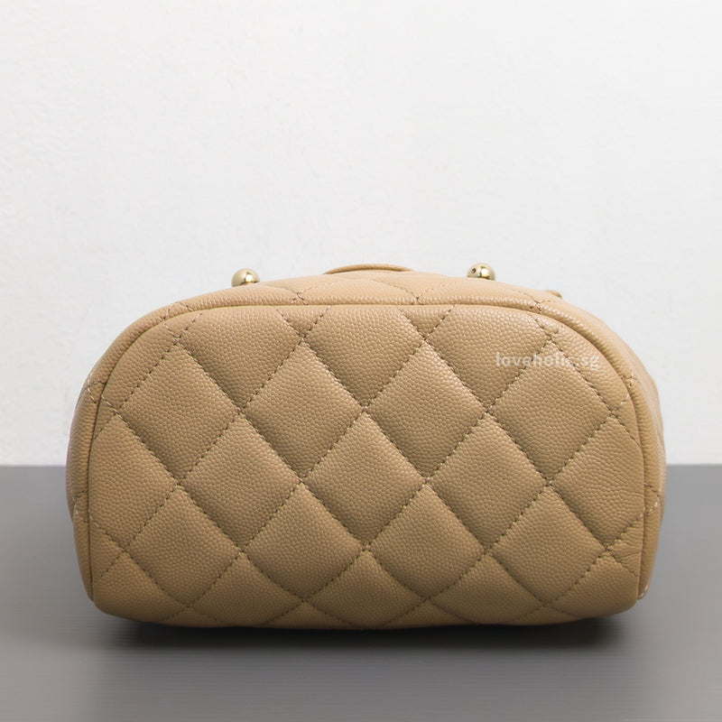 Chanel Urban Spirit Duma Mini | 24S Beige Caviar Light Gold Hardware-details