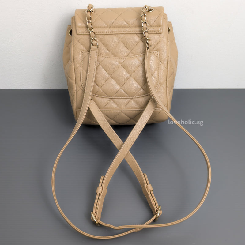 Chanel Urban Spirit Duma Mini | 24S Beige Caviar Light Gold Hardware-details