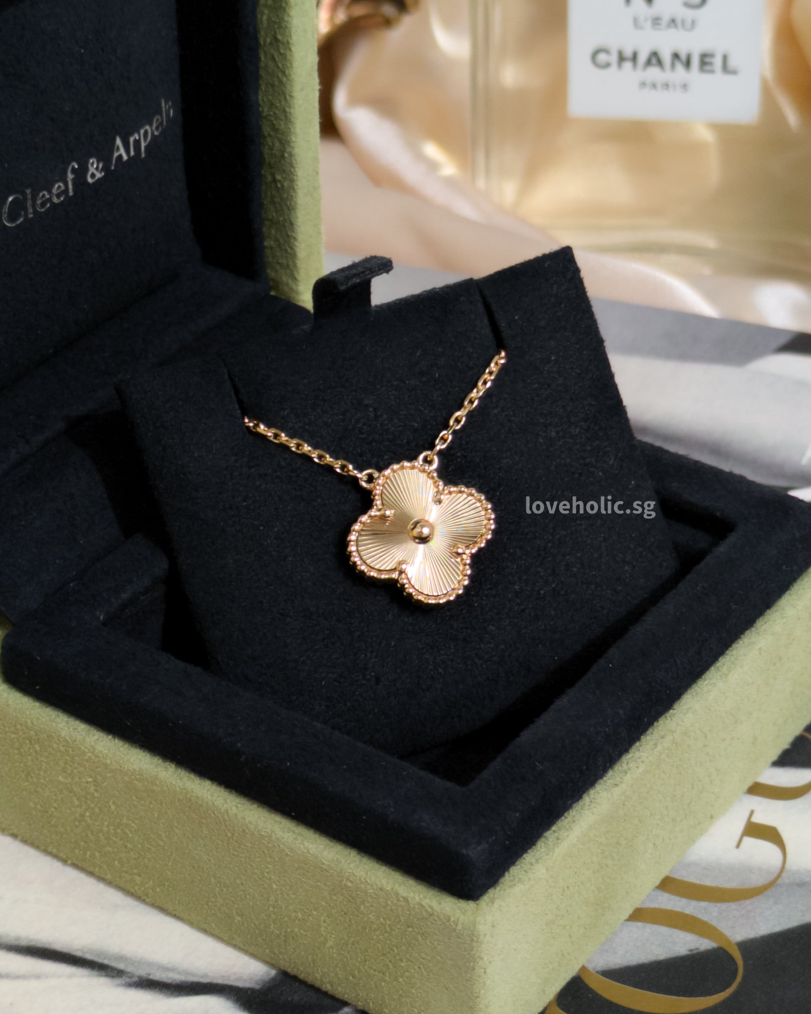 Van Cleef & Arpels VCA Vintage Alhambra Necklace Guilloche 18K Gold-front